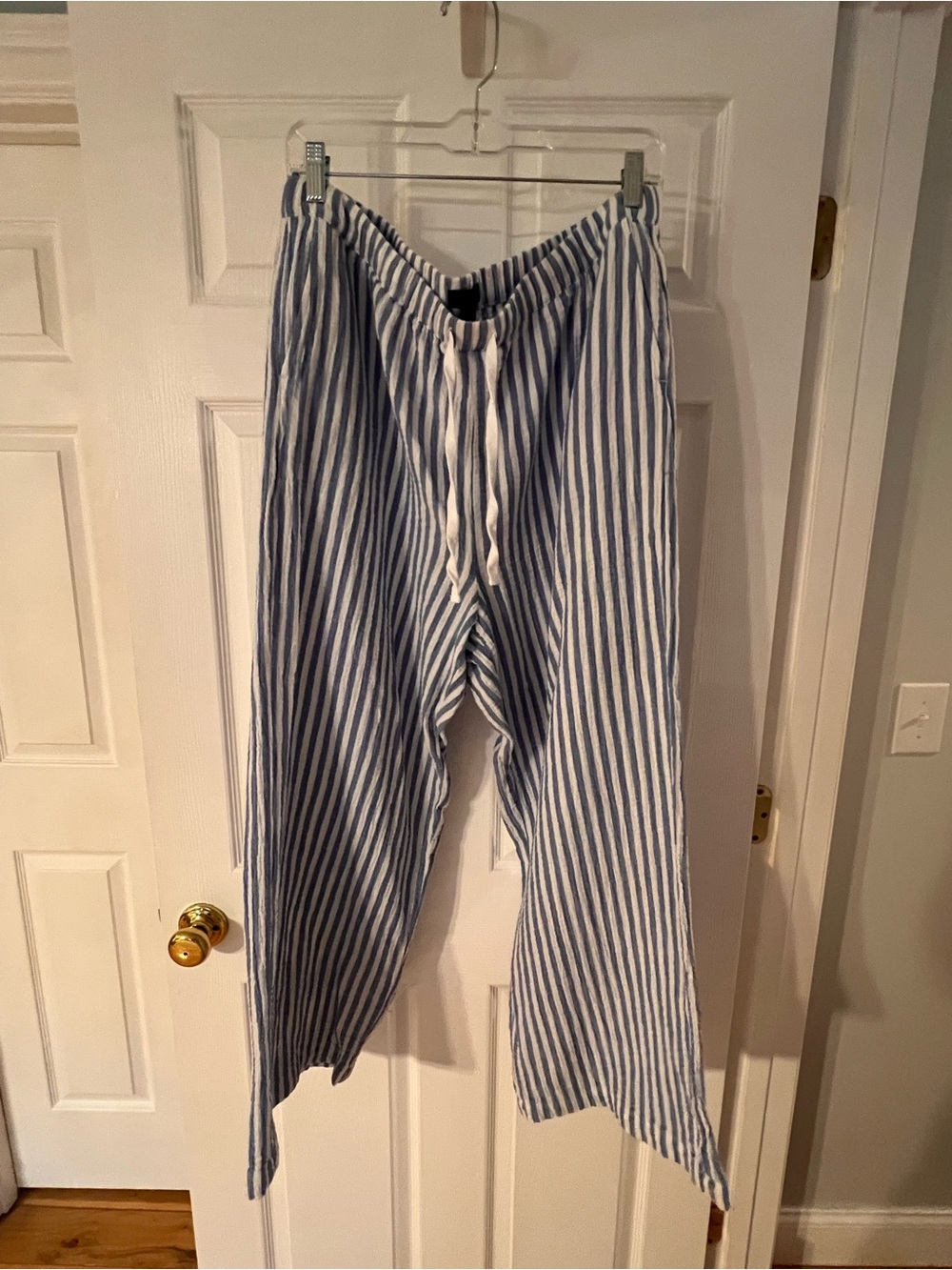 Women’s JCrew Blue and White Striped Casual Drawstring Pants Gauze